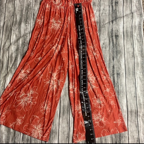 Farm Rio anthropologie floral pantalone dress orange coral size M petite overall - Picture 6 of 7